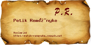Petik Reményke névjegykártya